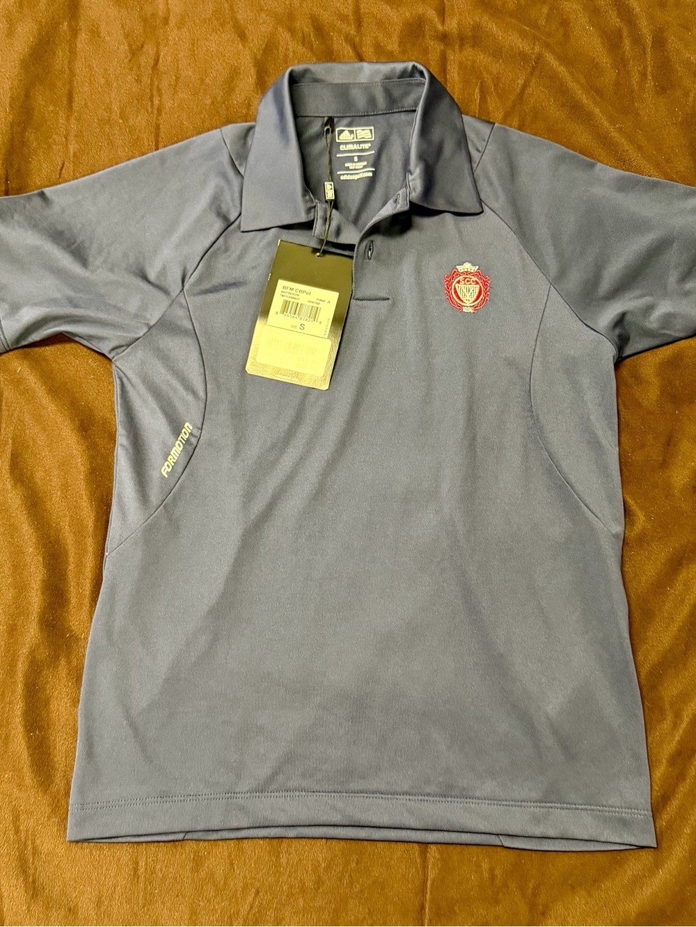 adidas women's Slate Blue Performance Polo with Red Crest